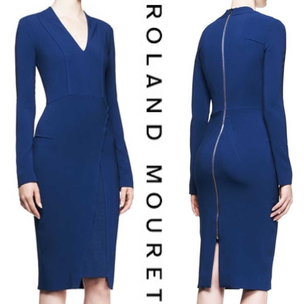 Roland Mouret Blaps Long-Sleeve Crepe Dress